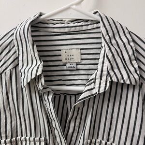A New Day Black and White Striped Button up Shirt